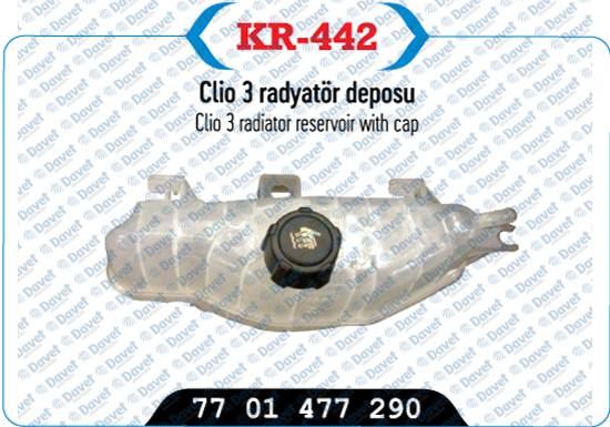 KAYA KR-442 Radyator Ek Genlesme Su Deposu Kapakli Filtreli Clio Iii